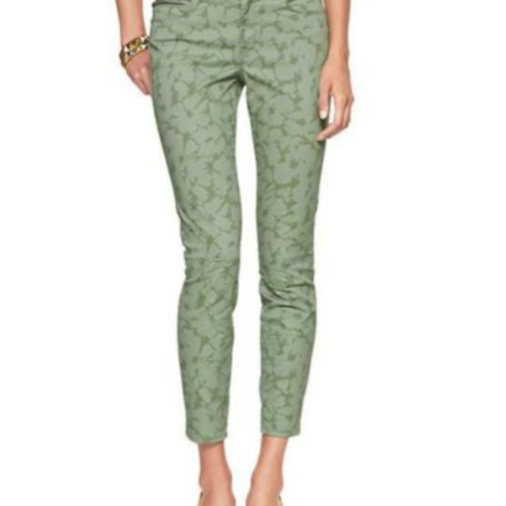Gap 1969 Legging Jean Green Floral Zip Leg